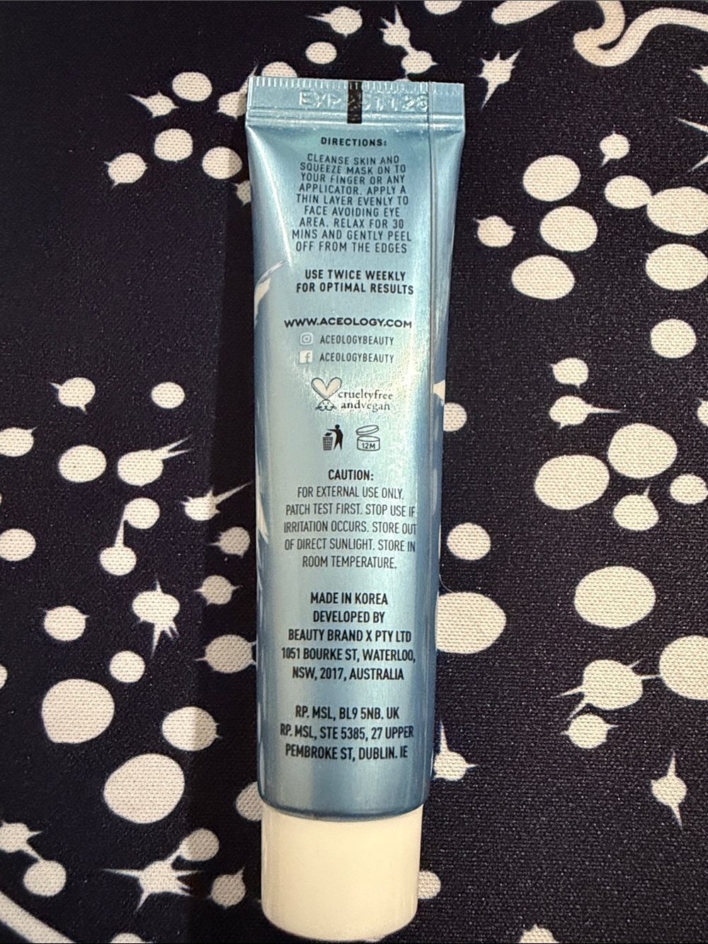 3/$15 🌸 Aceology Brightening Treatment Mask - Blue Tube- Travel size - Picture 2 of 3